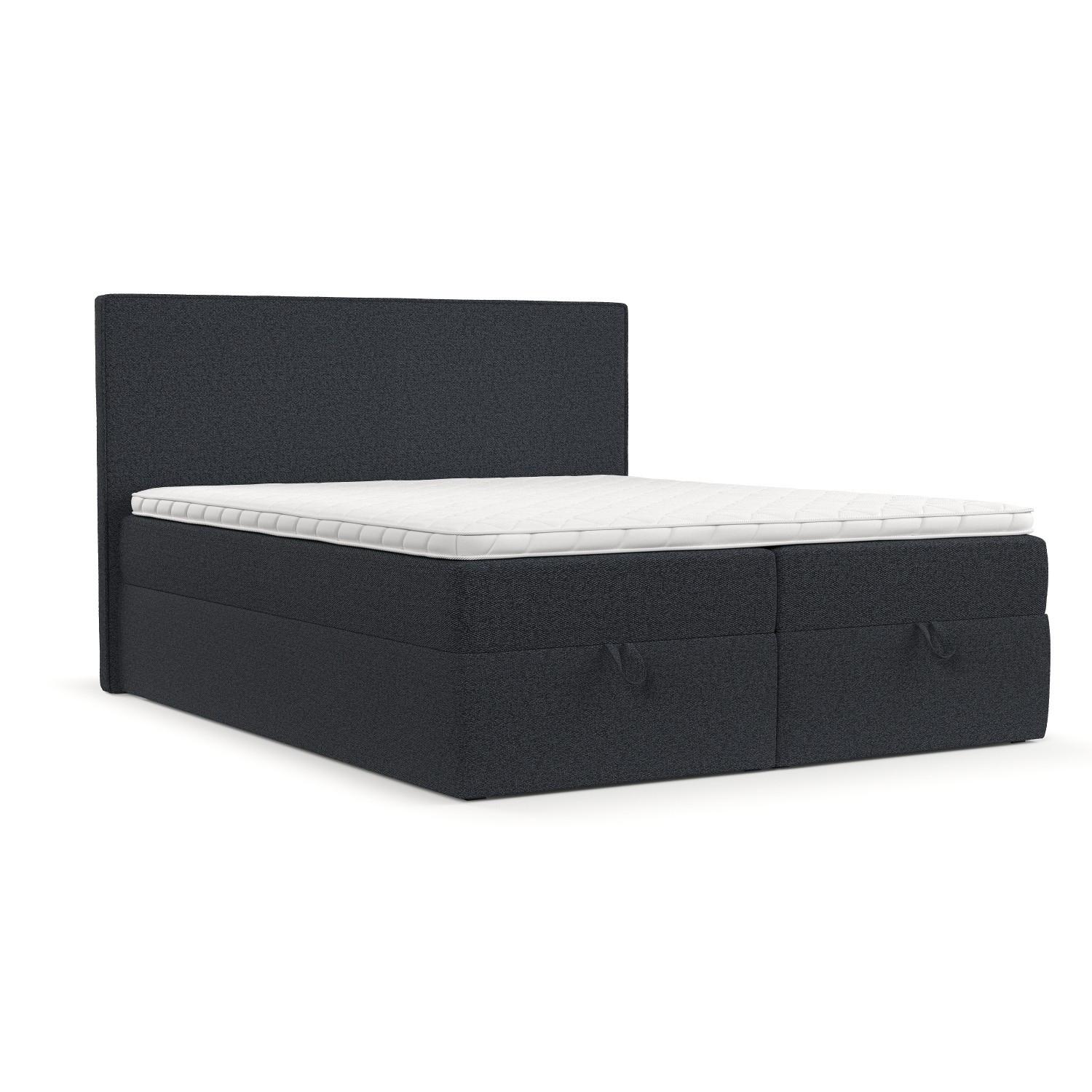 Wohnli Möbelsuche - BOXBETT Velma 140/200 cm Anthrazit im Riva Stoff