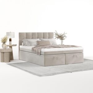 wohnli-moebel-suche-800001493979-1 BOXBETT Elano 140/200 cm Hellbeige im Paros Stoff Textil AltaBeds Möbel > Betten > Boxspringbetten Beige