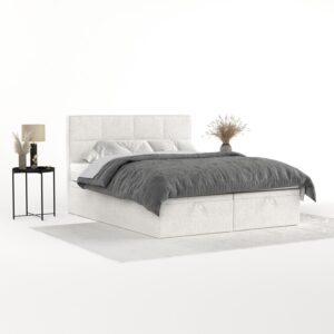BOXBETT Tessa 180/200 cm Creme im Neve Stoff Textil AltaBeds Möbel > Betten > Boxspringbetten Weiß