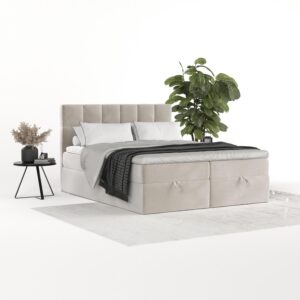 BOXBETT Savio 180/200 cm Hellbeige im Paros Stoff Textil AltaBeds Möbel > Betten > Boxspringbetten Beige