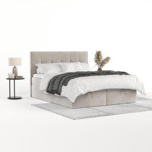 BOXBETT Tivra 200/200 cm Hellbeige im Paros Stoff Textil AltaBeds Möbel > Betten > Boxspringbetten Beige