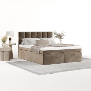 wohnli-moebel-suche-800001494110-1 BOXBETT Elano 140/200 cm Taupe im Paros Stoff Textil AltaBeds Möbel > Betten > Boxspringbetten Taupe