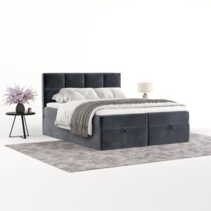 wohnli-moebel-suche-800001494209-1 BOXBETT Velto 160/200 cm Dunkelgrau im Kronos Stoff Textil AltaBeds Möbel > Betten > Boxspringbetten Grau