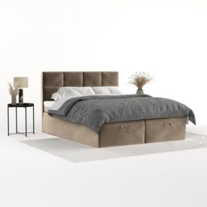 BOXBETT Tessa 160/200 cm Taupe im Paros Stoff Textil AltaBeds Möbel > Betten > Boxspringbetten Taupe