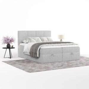 BOXBETT Velto 140/200 cm Hellgrau im Riva Stoff Textil AltaBeds Möbel > Betten > Boxspringbetten Grau