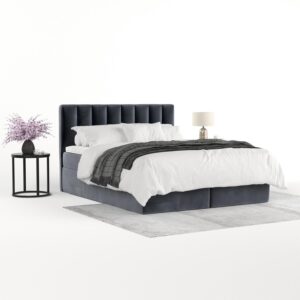 wohnli-moebel-suche-800001494247-1 BOXBETT Lusso 180/200 cm Dunkelgrau im Kronos Stoff Textil AltaBeds Möbel > Betten > Boxspringbetten Grau