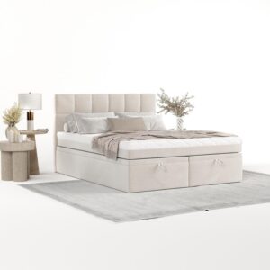 wohnli-moebel-suche-800001494273-1 BOXBETT Elano 180/200 cm Creme im Paros Stoff Textil AltaBeds Möbel > Betten > Boxspringbetten Weiß