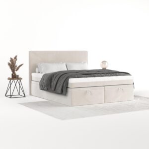 BOXBETT Zalla 200/200 cm Creme im Paros Stoff Textil AltaBeds Möbel > Betten > Boxspringbetten Weiß
