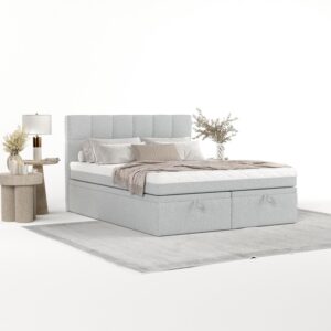 wohnli-moebel-suche-800001494338-1 BOXBETT Elano 140/200 cm Hellgrau im Riva Stoff Textil AltaBeds Möbel > Betten > Boxspringbetten Grau