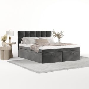 wohnli-moebel-suche-800001494360-1 BOXBETT Elano 140/200 cm Grau im Kronos Stoff Textil AltaBeds Möbel > Betten > Boxspringbetten Grau
