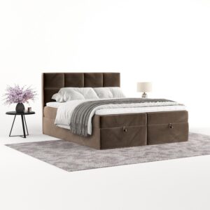wohnli-moebel-suche-800001494378-1 BOXBETT Velto 140/200 cm Braun im Paros Stoff Textil AltaBeds Möbel > Betten > Boxspringbetten Braun