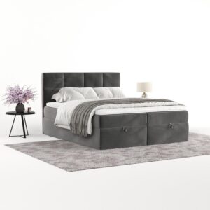 wohnli-moebel-suche-800001494393-1 BOXBETT Velto 140/200 cm Grau im Kronos Stoff Textil AltaBeds Möbel > Betten > Boxspringbetten Grau