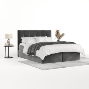 wohnli-moebel-suche-800001494422-1 BOXBETT Tivra 160/200 cm Grau im Kronos Stoff Textil AltaBeds Möbel > Betten > Boxspringbetten Grau