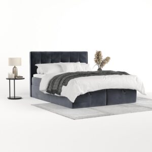 BOXBETT Tivra 200/200 cm Dunkelgrau im Kronos Stoff Textil AltaBeds Möbel > Betten > Boxspringbetten Grau