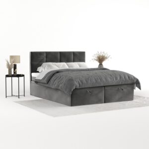 BOXBETT Tessa 180/200 cm Grau im Kronos Stoff Textil AltaBeds Möbel > Betten > Boxspringbetten Grau