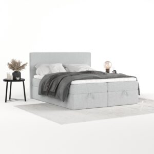 BOXBETT Velma 140/200 cm Hellgrau im Riva Stoff Textil AltaBeds Möbel > Betten > Boxspringbetten Grau