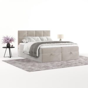 wohnli-moebel-suche-800001494477-1 BOXBETT Velto 160/200 cm Hellbeige im Paros Stoff Textil AltaBeds Möbel > Betten > Boxspringbetten Beige