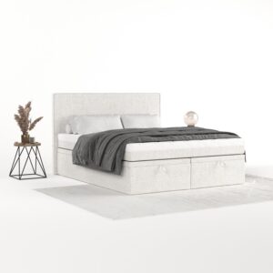 BOXBETT Zalla 200/200 cm Creme im Neve Stoff Textil AltaBeds Möbel > Betten > Boxspringbetten Weiß