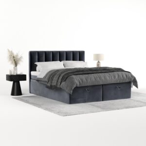 wohnli-moebel-suche-800001494490-1 BOXBETT Lume 140/200 cm Dunkelgrau im Kronos Stoff Textil AltaBeds Möbel > Betten > Boxspringbetten Grau