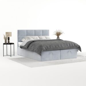 BOXBETT Tessa 180/200 cm Hellgrau im Paros Stoff Textil AltaBeds Möbel > Betten > Boxspringbetten Grau