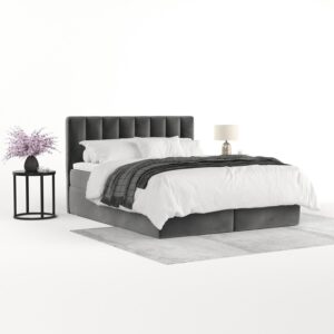 wohnli-moebel-suche-800001494512-1 BOXBETT Lusso 140/200 cm Grau im Kronos Stoff Textil AltaBeds Möbel > Betten > Boxspringbetten Grau