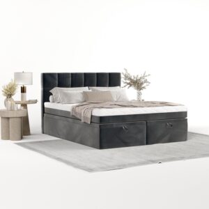 wohnli-moebel-suche-800001494529-1 BOXBETT Elano 160/200 cm Anthrazit im Paros Stoff Textil AltaBeds Möbel > Betten > Boxspringbetten Anthrazit