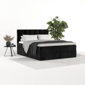 wohnli-moebel-suche-800001494530-1 BOXBETT Savio 160/200 cm Schwarz im Kronos Stoff Textil AltaBeds Möbel > Betten > Boxspringbetten Schwarz