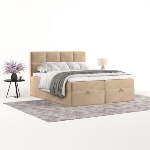 BOXBETT Velto 160/200 cm Beige im Kronos Stoff Textil AltaBeds Möbel > Betten > Boxspringbetten Beige