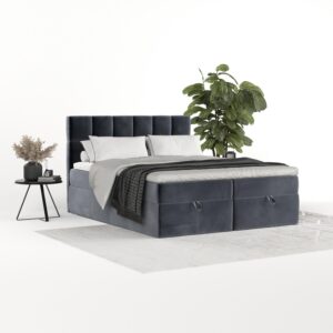 wohnli-moebel-suche-800001494559-1 BOXBETT Savio 180/200 cm Dunkelgrau im Kronos Stoff Textil AltaBeds Möbel > Betten > Boxspringbetten Grau
