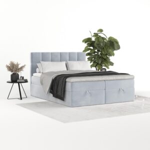 wohnli-moebel-suche-800001494560-1 BOXBETT Savio 200/200 cm Hellgrau im Paros Stoff Textil AltaBeds Möbel > Betten > Boxspringbetten Grau