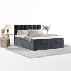 wohnli-moebel-suche-800001494575-1 BOXBETT Elano 200/200 cm Dunkelgrau im Kronos Stoff Textil AltaBeds Möbel > Betten > Boxspringbetten Grau