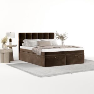 wohnli-moebel-suche-800001494615-1 BOXBETT Elano 200/200 cm Braun im Kronos Stoff Textil AltaBeds Möbel > Betten > Boxspringbetten Braun