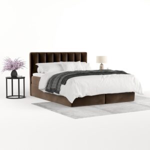 wohnli-moebel-suche-800001494644-1 BOXBETT Lusso 140/200 cm Braun im Kronos Stoff Textil AltaBeds Möbel > Betten > Boxspringbetten Braun