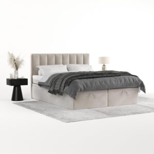 wohnli-moebel-suche-800001494691-1 BOXBETT Lume 200/200 cm Hellbeige im Paros Stoff Textil AltaBeds Möbel > Betten > Boxspringbetten Beige