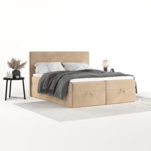 BOXBETT Velma 140/200 cm Beige im Kronos Stoff Textil AltaBeds Möbel > Betten > Boxspringbetten Beige