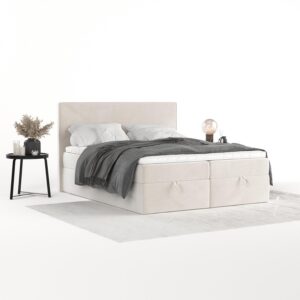 BOXBETT Velma 200/200 cm Creme im Paros Stoff Textil AltaBeds Möbel > Betten > Boxspringbetten Weiß