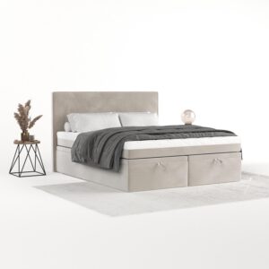 BOXBETT Zalla 140/200 cm Hellbeige im Paros Stoff Textil AltaBeds Möbel > Betten > Boxspringbetten Beige