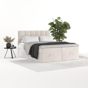wohnli-moebel-suche-800001494838-1 BOXBETT Savio 160/200 cm Creme im Paros Stoff Textil AltaBeds Möbel > Betten > Boxspringbetten Weiß