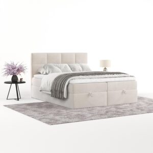 wohnli-moebel-suche-800001494850-1 BOXBETT Velto 160/200 cm Creme im Paros Stoff Textil AltaBeds Möbel > Betten > Boxspringbetten Weiß
