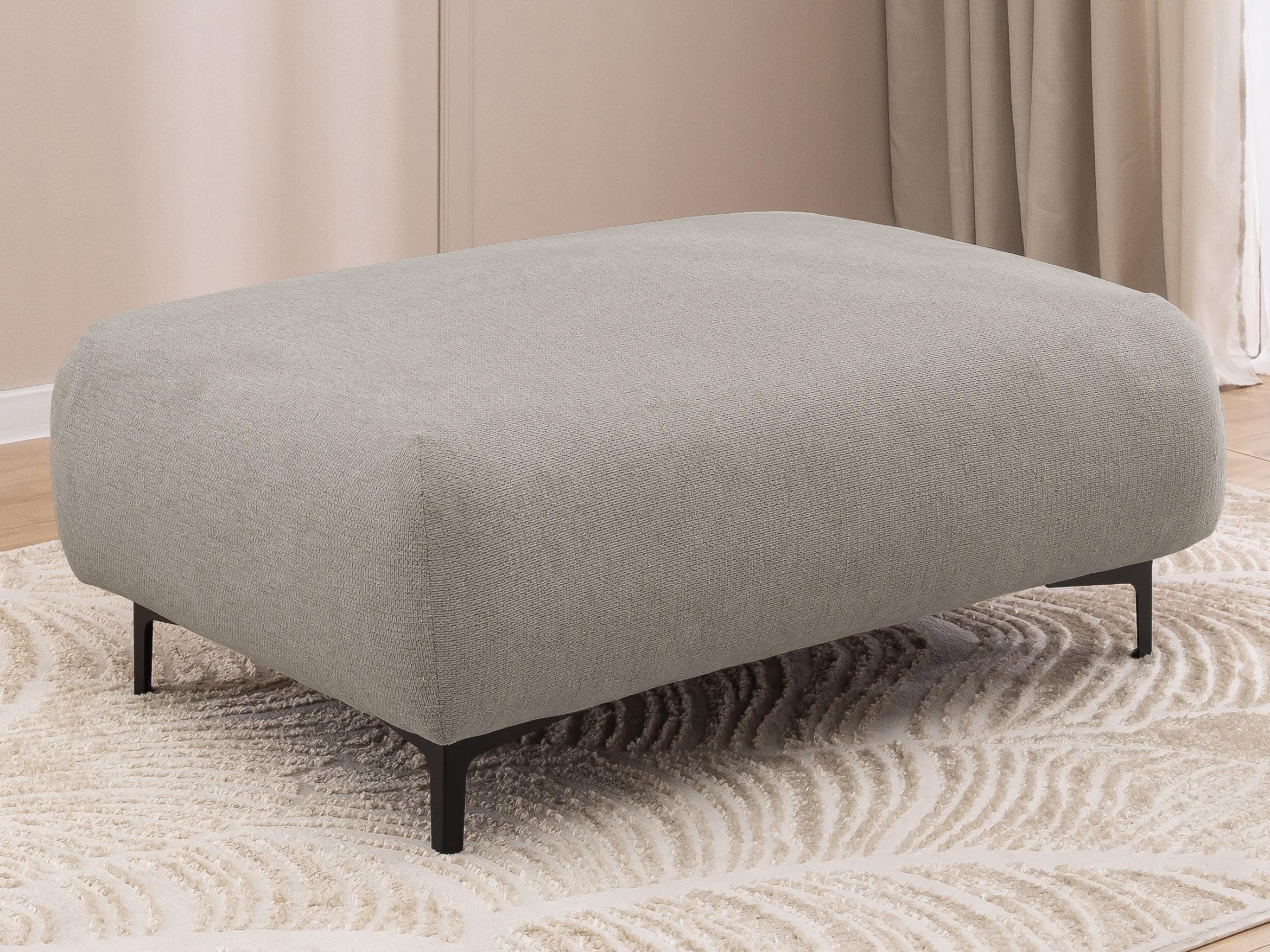 wohnli-moebel-suche-800001495709-1 POLSTERHOCKER Cardea in Bubble-Optik aus weichem Taupe Strukturstoff mit hohem Sitzkomfort Textil S-Style Möbel Möbel > Sessel > Hocker Taupe