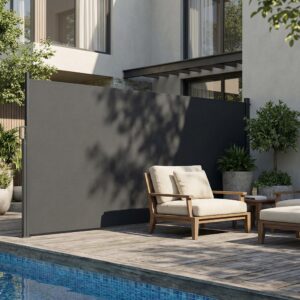 wohnli-moebel-suche-800001495755-1 SEITENMARKISE Aluminium Polyester Dunkelgrau Metall Outsunny Garten & Outdoor > Sonnen- & Sichtschutz Grau