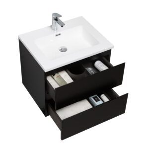 wohnli-moebel-suche-800001499528-1 WASCHTISCHKOMBINATION Angela 2 Teile - Schwarz Matt - 60 x 48 x 52 cm Holz Badplaats Möbel > Schränke > Badezimmerschränke > Waschtische Schwarz