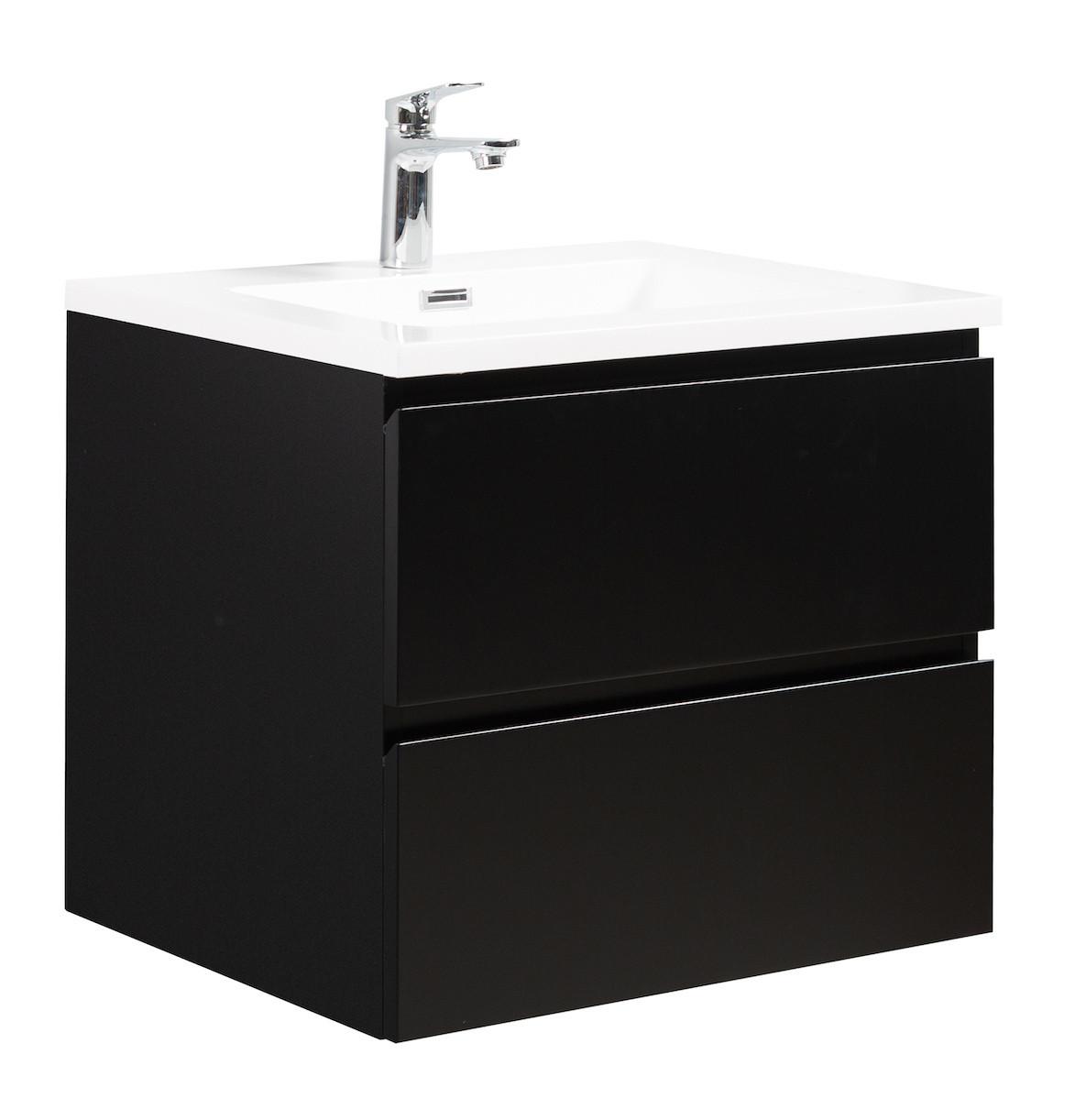 wohnli-moebel-suche-800001499528 Wohnli Möbelsuche - WASCHTISCHKOMBINATION Angela 2 Teile - Schwarz Matt - 60 x 48 x 52 cm