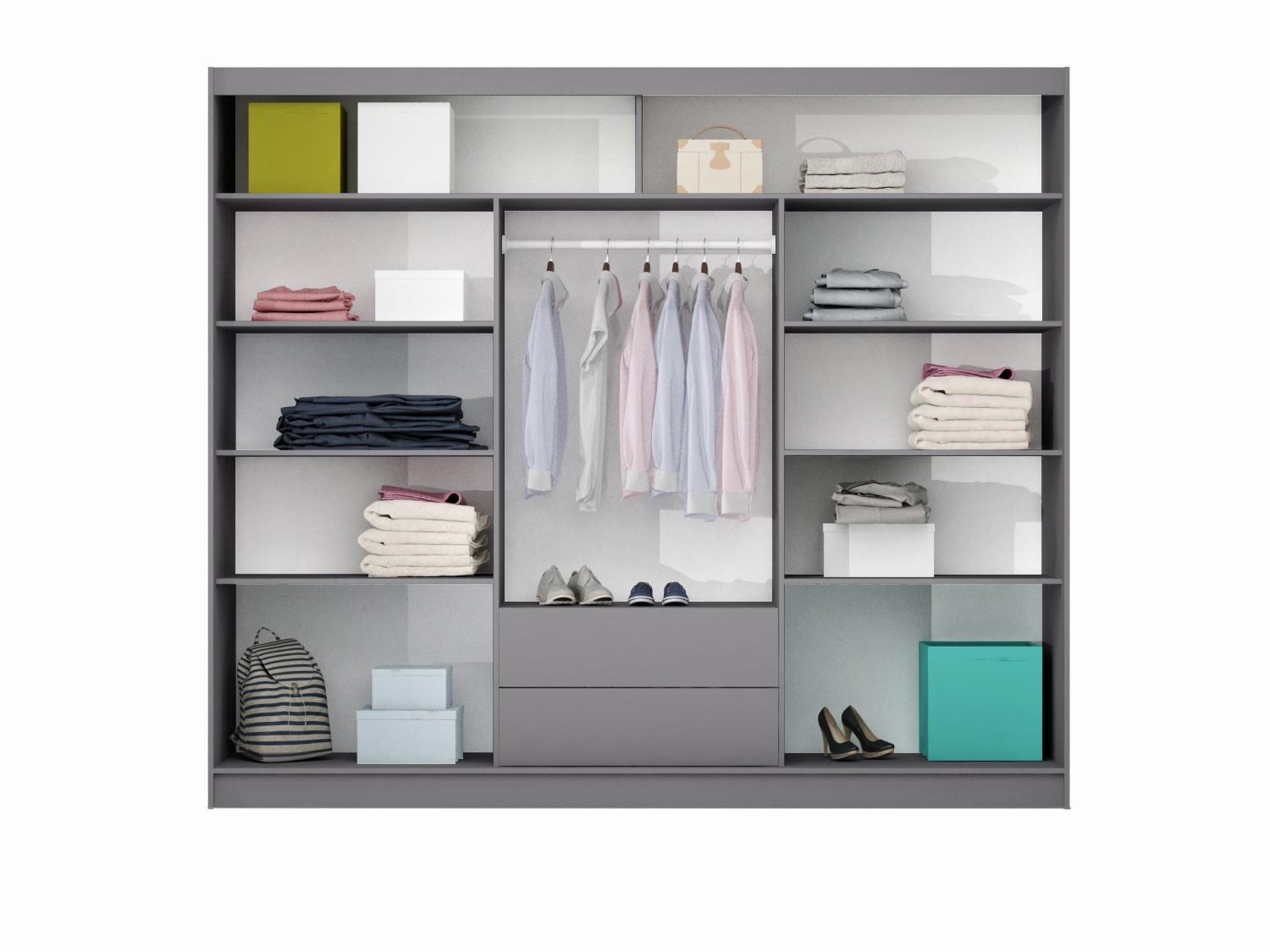 wohnli-moebel-suche-800001499859-1 SCHWEBETÜRENSCHRANK KARTHUS 250/215/61 cm 3-türig mit Spiegel Beige Holzwerkstoff MASSENO Möbel > Schränke > Kleiderschränke > Schwebetürenschränke Beige