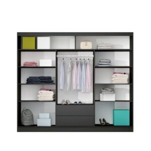 wohnli-moebel-suche-800001499860-1 SCHWEBETÜRENSCHRANK KALISTA 250/215/61 cm 2-türig mit Spiegel Beige Holzwerkstoff MASSENO Möbel > Schränke > Kleiderschränke > Schwebetürenschränke Beige
