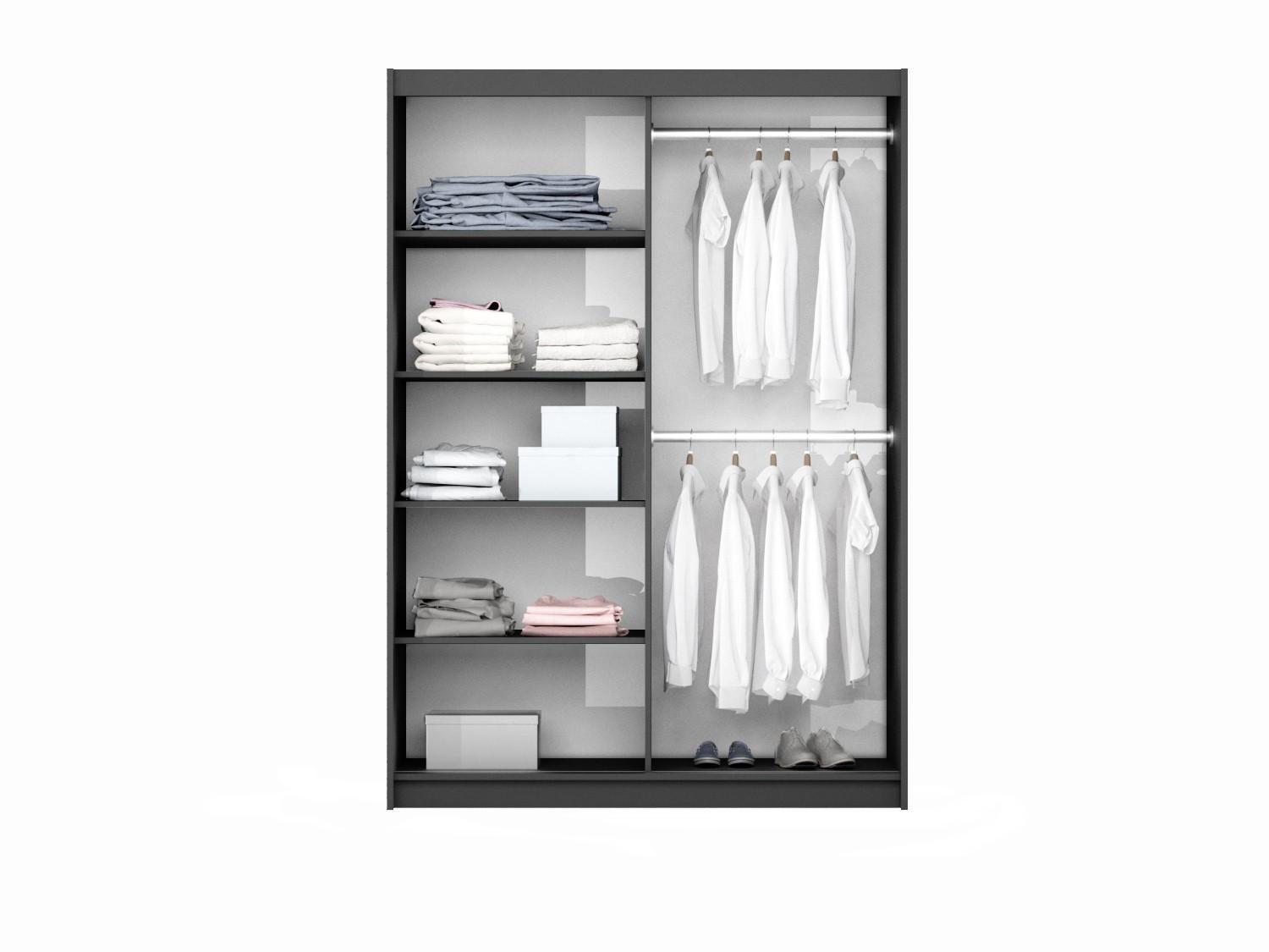 wohnli-moebel-suche-800001499867-1 SCHWEBETÜRENSCHRANK IVERN 151/215/65 cm 2-türig mit Spiegel Weiß Holzwerkstoff MASSENO Möbel > Schränke > Kleiderschränke > Schwebetürenschränke Weiß