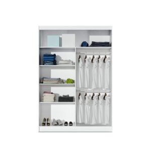 wohnli-moebel-suche-800001499869-1 SCHWEBETÜRENSCHRANK NASUS 203/215/61 cm 2-türig mit Spiegel Schwarz Holzwerkstoff MASSENO Möbel > Schränke > Kleiderschränke > Schwebetürenschränke Schwarz