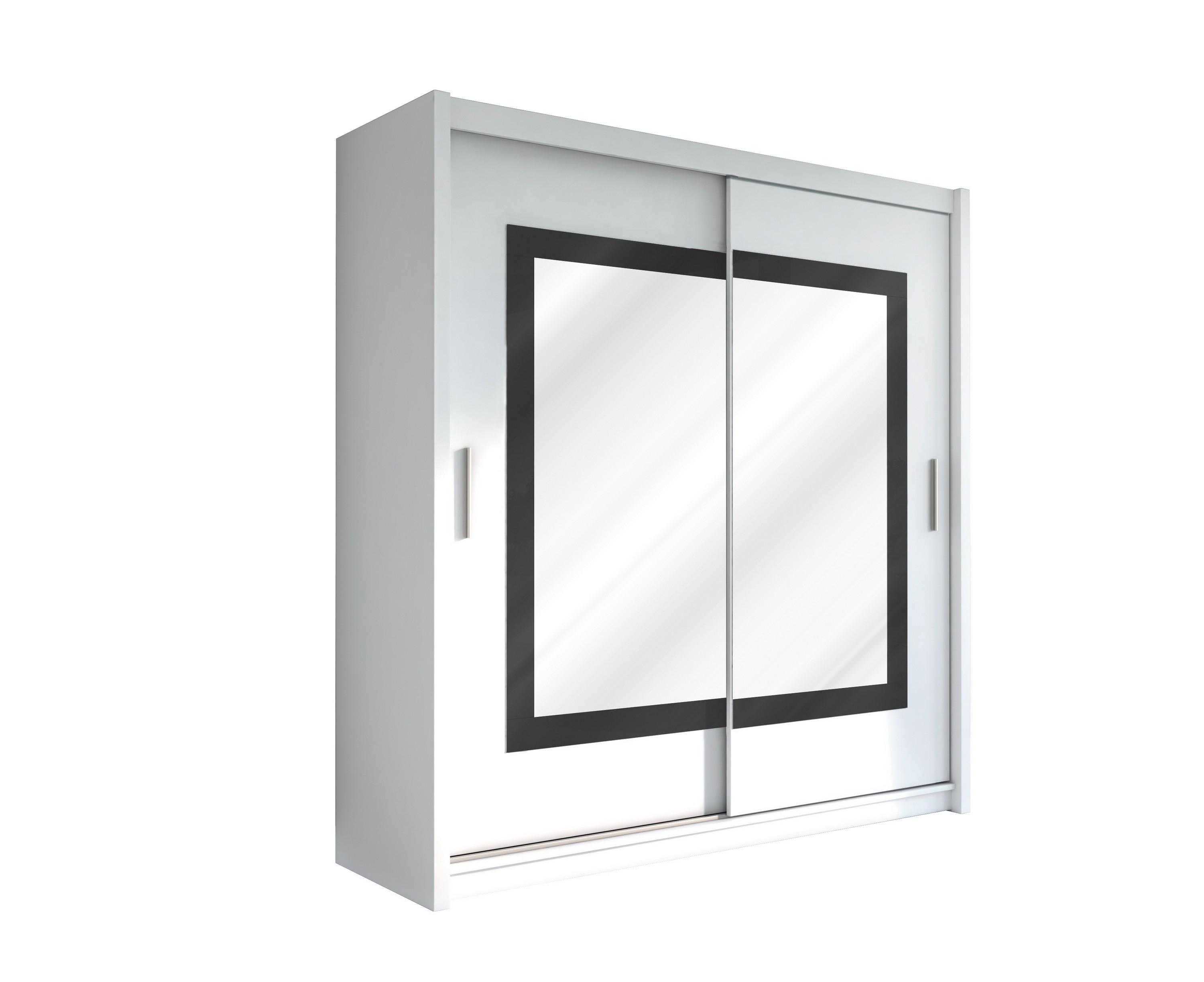 Wohnli Möbelsuche - SCHWEBETÜRENSCHRANK KENNEN 203/215/61 cm 2-türig mit Spiegel Weiß
