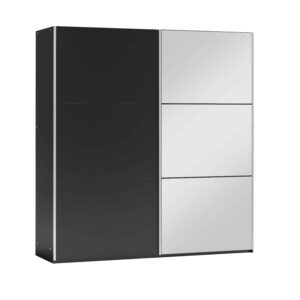 wohnli-moebel-suche-800001499882 Wohnli Möbelsuche - SCHWEBETÜRENSCHRANK IVERN 200/215/65 cm 2-türig mit Spiegel Schwarz
