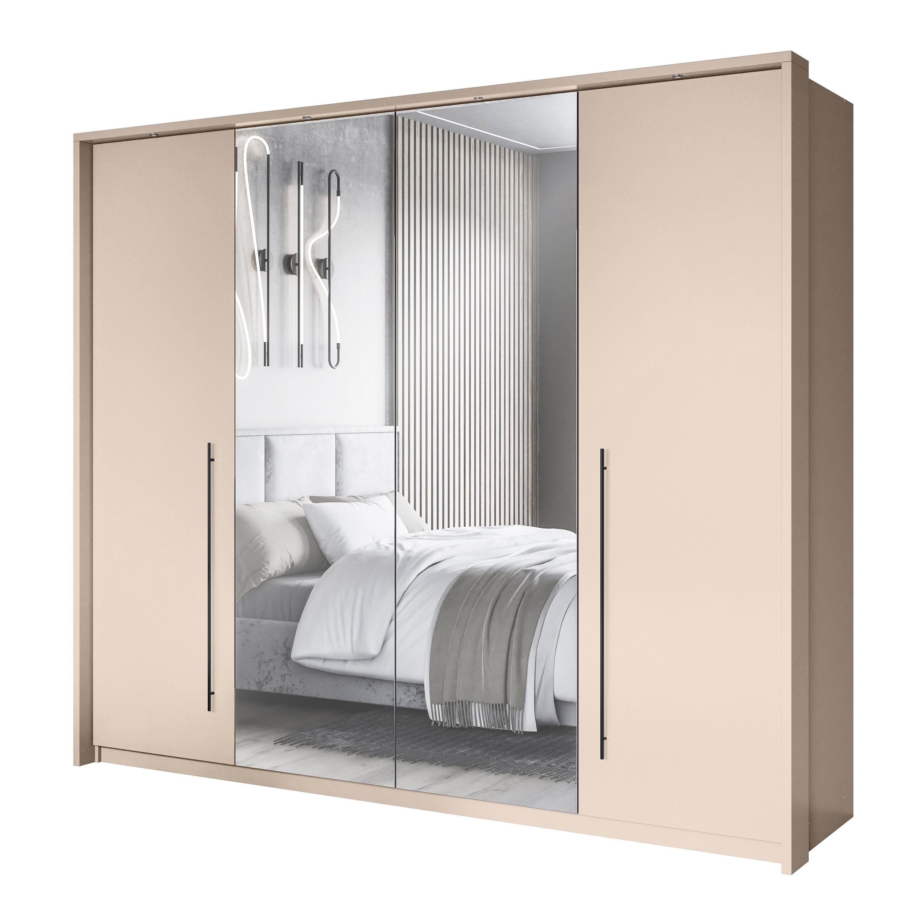Wohnli Möbelsuche - SCHWEBETÜRENSCHRANK MUNDO 255/219/65 cm 2-türig mit Spiegel Beige